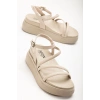 24422-844 Bej Dolgu Topuk Kadın Sandalet