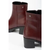 5109-3022 Bordo Fermuarlı Kalın Topuklu Günlük Kadın Bot