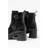 5109-3027 Siyah Topuklu Fermuarlı Günlük Kadın Bot