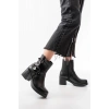 5109-3028 Siyah Toka Aksesuarlı Fermuarlı Topuklu Günlük Kadın Bot