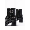 5109-3028 Siyah Toka Aksesuarlı Fermuarlı Topuklu Günlük Kadın Bot
