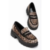 746-759 Leopar Günlük Yüksek Tabanlı Loafer Ayakkabı