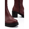 767-3013 Bordo Fermuarlı Günlük Kadın Çizme