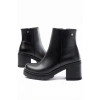 767-3020 Siyah Fermuarlı Kalın Topuklu Günlük Kadın Bot