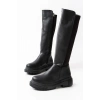 812-305 Siyah Arkası Streç Fermuarlı Günlük Kadın Çizme