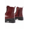 812-356 Bordo Bağcıklı Fermuarlı Günlük Kadın Bot