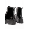 868-356 Siyah Rugan Bağcıklı Fermuarlı Günlük Kadın Bot
