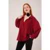 Basic Oversize Bordo Gömlek