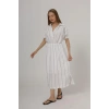 Beli Lastikli Elbise  Beyaz