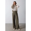 Beli Yarım Lastikli Palazzo Pantolon  Haki