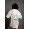 Bisiklet Yakalı ırt Baskılı Oversize Thirt  Beyaz