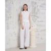 Broşlu yelek pantolon takım beyaz s255821