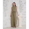 Broşlu yelek pantolon takım haki s255821