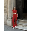 Crop pantolon biyeli takım kırmızı