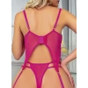 Dantel Transparan Fuşya Badysuit 4lü Takım 2025