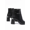 DNZ-400 Siyah Toka Aksesuarlı Topuklu Fermuarlı Günlük Kadın Bot
