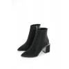 DNZ-409 Siyah Fermuarlı Topuklu Kadın Günlük Bot