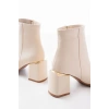 DNZ-410 Bej Fermuarlı Topuklu Kadın Günlük Bot