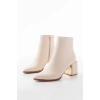 DNZ-410 Bej Fermuarlı Topuklu Kadın Günlük Bot