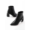 DNZ-410 Siyah Fermuarlı Topuklu Kadın Günlük Bot