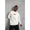 Erkek 3 İplik Gangster Baskılı weatshirt  Beyaz