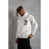 Erkek Baskılı Kapşonlu weat  Beyaz