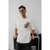 Erkek Baskılı Oversize Tshirt  Beyaz