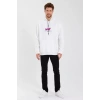 Erkek Baskılı Üç İplik Kapüşonlu Oversize weatshirt  Beyaz