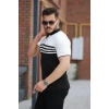 Erkek çizgi Desenli Yakalı Kısa Kollu Tshirt