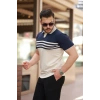 Erkek çizgi Desenli Yakalı Kısa Kollu Tshirt