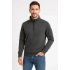 Erkek Dik Yaka weatshirt Dik Yaka Yarım Fermuarlı 3 İplik Şardonlu Pamuk Kumaş  Antrasit