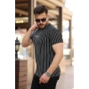 Erkek Dikey çizgili Ottoman Kumaş Kısa Kollu Tshirt