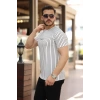 Erkek Dikey çizgili Ottoman Kumaş Kısa Kollu Tshirt