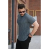 Erkek Dikey çizgili Ottoman Kumaş Kısa Kollu Tshirt