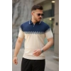 Erkek Hemşire Yaka çift Renk Kısa Kollu Tişört