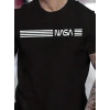 Erkek Kısa Kollu NASA Baskı Bisiklet Yaka Tshirt