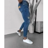 Erkek Mavi Yıkama Detaylı Skinny Jean