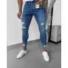 Erkek Mavi Yıkama Detaylı Skinny Jean