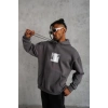 Erkek Ön Arka Baskılı Kapşonlu weat  Gri