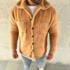 Erkek Pelüş Polar Hırka Gömlek – Yakalı, İlik Düğmeli, Göğüs Cepli, Yumuşak Dokulu Kışlık Regular Fit Rahat Günlük odel  Açık Kahve