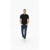Erkek Pike Kumaş Düğmeli Yaka Regular Fit Günlük Kısa Kol Tişört Tshirt  iyah