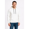 Erkek Üç İplik Kapüşonlu Kanguru Cepli weathirt Hoodie  Beyaz
