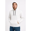Erkek Üç İplik Kapüşonlu Kanguru Cepli weathirt Hoodie  Beyaz