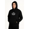 Erkek Üç İplik Kapüşonlu Ön Ve Arka Baskılı weathirt Hoodie  iyah