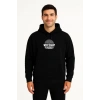 Erkek Üç İplik Kapüşonlu Ön Ve Arka Baskılı weathirt Hoodie  iyah