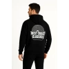 Erkek Üç İplik Kapüşonlu Ön Ve Arka Baskılı weathirt Hoodie  iyah