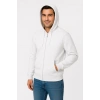 Erkek Üç İplik Kapüşonlu Tam Fermuarlı Kanguru Çepli weathirt Hoodie  Beyaz