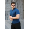 Erkek Viskon Kumaş Polo Yaka Desenli Tişört