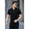 Erkek Viskon Kumaş Polo Yaka Desenli Tişört