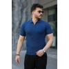 Erkek Viskon Kumaş Polo Yaka Desenli Tişört